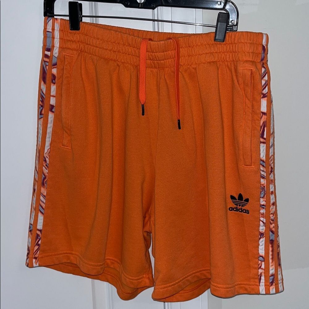 Adidas Originals Stripe Orange soccer basketball shorts XL zipper pockets